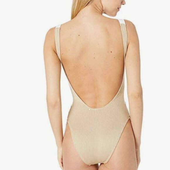 Derek Lam Anthropology 10 Crosby Colorblock Rib Knit One-piece SwimSuit Sz M - Picture 2 of 2